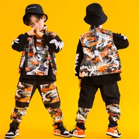 kid hip hop clothing turtleneck sleeveless jacket top camo tactical cargo pants for girls boys dance costume clothes street wear