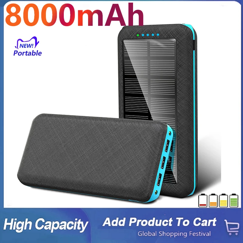 

Qi Solar Wireless 80000mAh Power Bank Fast Charger Portable with Triple USB Ports Outdoor Mobile Phone for Xiaomi Iphone12 i13