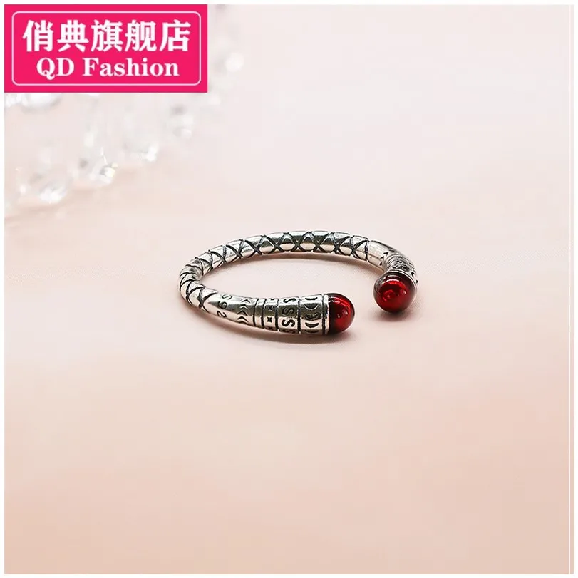 

S925 Sterling Silver 2020 New Trendy Match Head Open Ring Women's Retro Adjustable Boys Bracelet