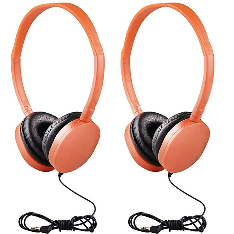 Orange 2 pack Детские наушники складные регулируемые проводные наушники гарнитура с 3,5 мм аудио разъем для детей Mp3 Смартфон - Цвет: Orange 2 pack
