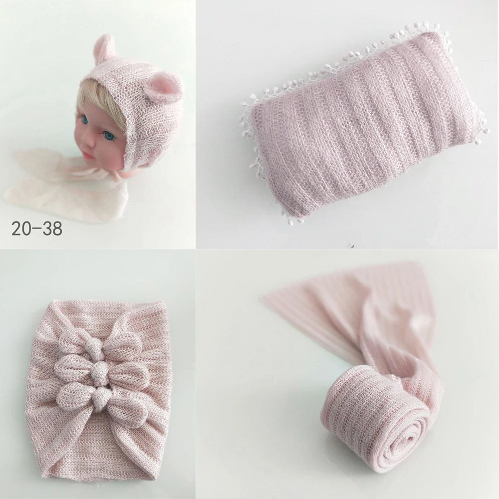 4pcs Sets 20-38 D& J 4 шт./5 шт. комплекты для новорожденных реквизит для фотосъемки ребенок позирует подушку шляпа капот обертывания фоновое одеяло Fotografia студия реквизит - Цвет: 4pcs Sets 20-38