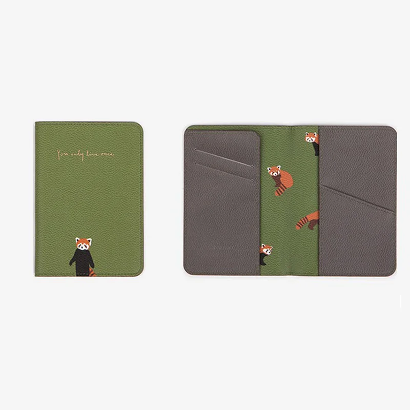 Green panda Дорожная сумка с отделением для кредитных карт, Обложка для паспорта, документов защищенный посылка Женская Обложка для паспорта и кошелька Организатор билеты зажим для денег - Цвет: Green panda