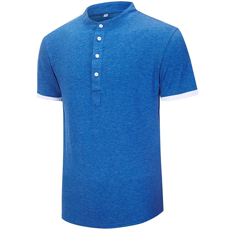 

Summer Men's Short-sleeved Shirt Bottoming Shirt Henry Collar T-shirt Top Multi-color US SIZE