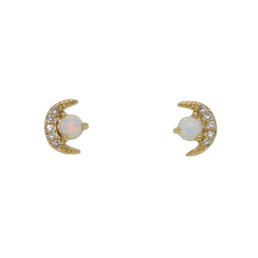 925 Стерлинговое Серебро кубического циркония серьги луна со шпилькой для женщин