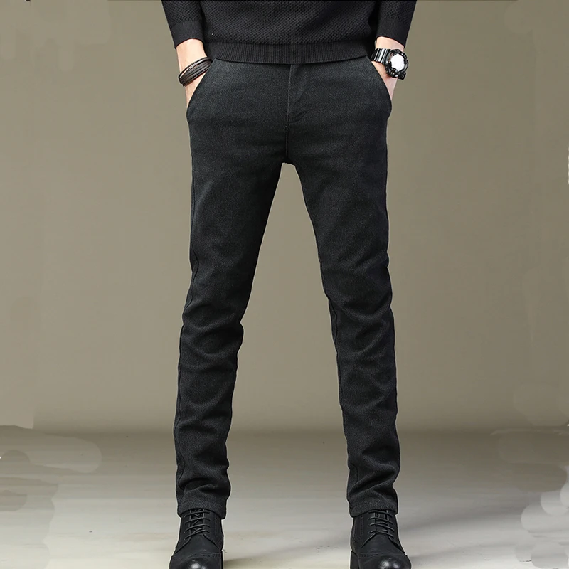 Теплые зимние Бархатные брюки для мужчин новинка 2020 осенне шерстяные тканевые