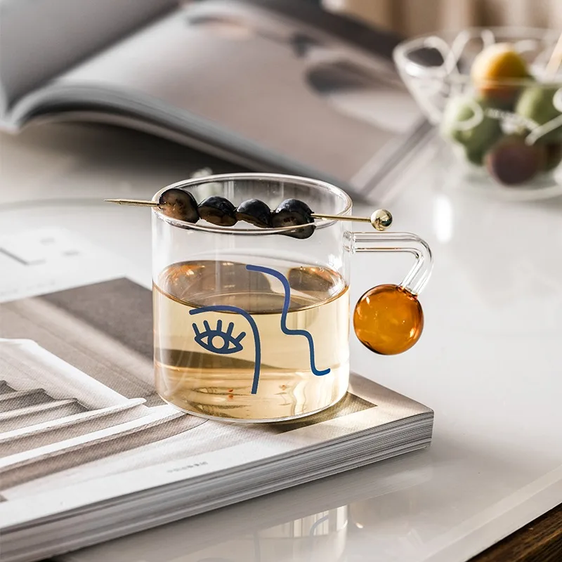 Стеклянная чашка в скандинавском стиле с человеческим лицом бутылка для воды