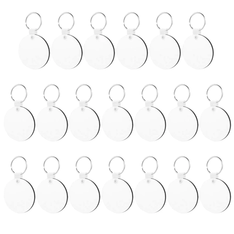 

20Pcs Sublimation Blank Keychain DIY MDF Blank Keychain with Key Ring Thermal Transfer Printing Keychain