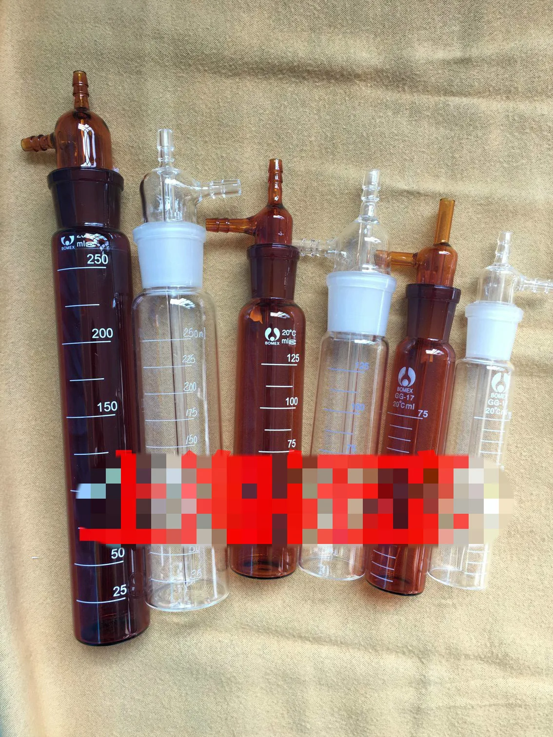 

White Brown Impact Absorption Tube Impact Gas Sampling Bottle 250ml125ml75ml