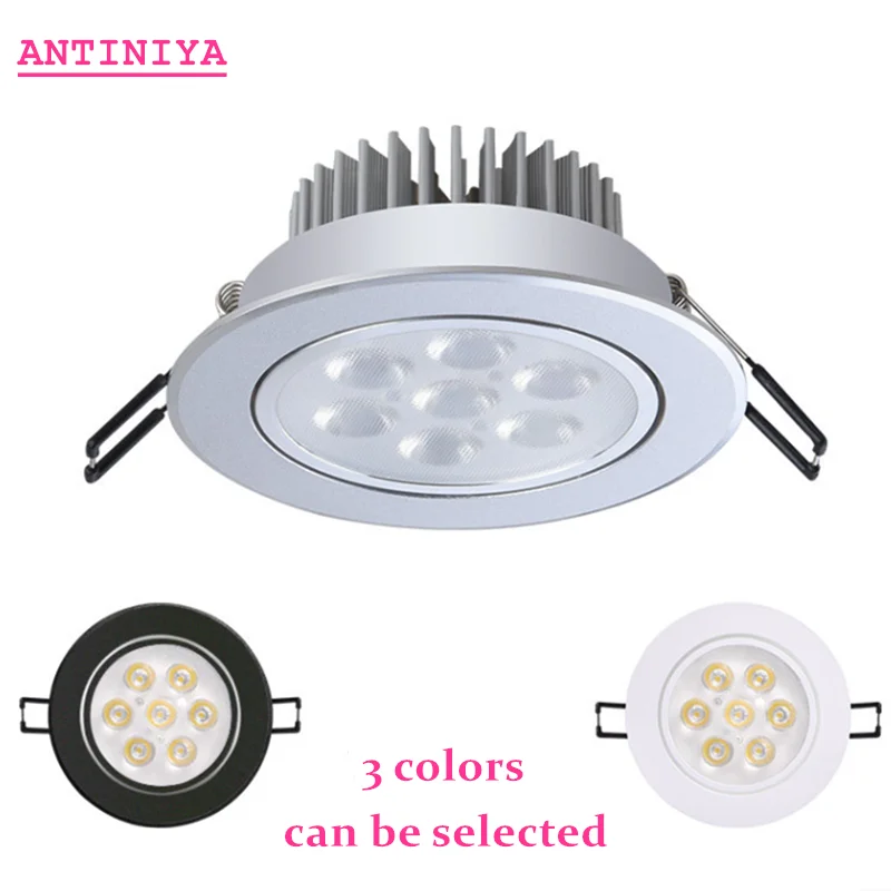 Luz descendente de LED regulable redondo, lámpara de techo LED empotrada de 3W, 6W, 10W, 14W, 18W y 24W, iluminación interior de AC85-265V