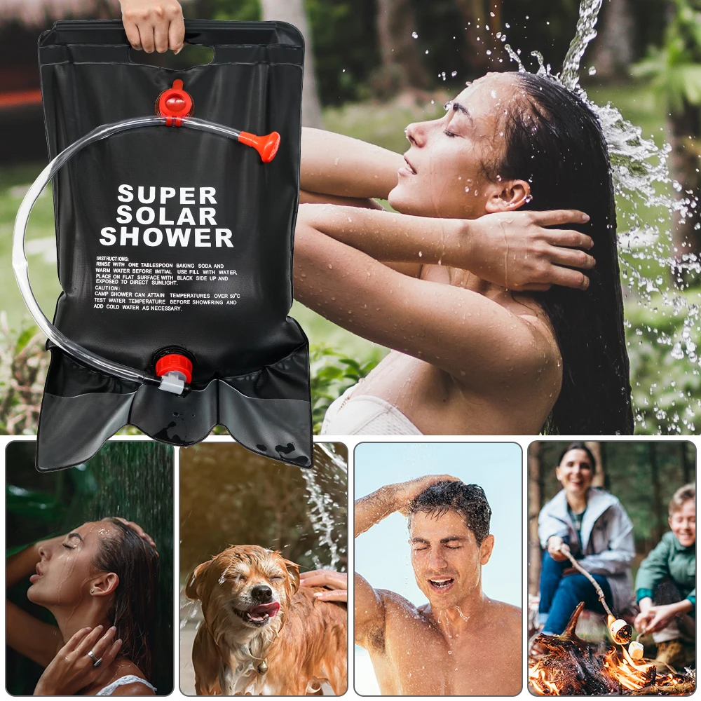 

20L Water Bags Outdoor Camping Solar Shower Bag Foldable Heating Camp Shower Hiking Climbing Bath Bag Switchable Shower Head