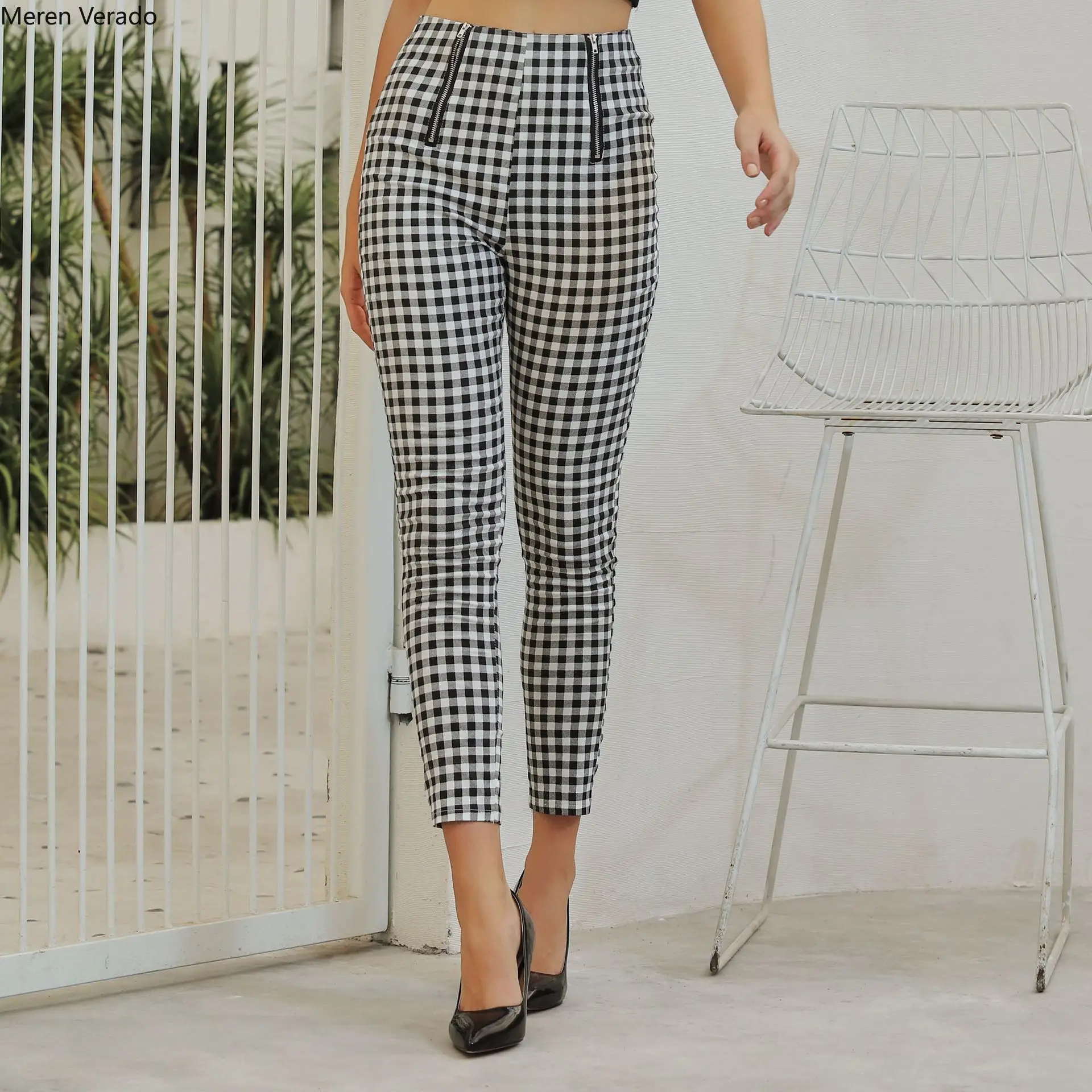 Meren Verad/осенние модные уличные сексуальные брюки карандаш с высокой талией и