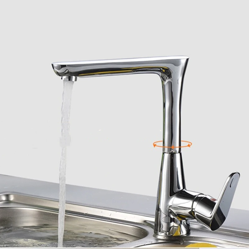 

LIUYUE Kitchen Faucets Chrome Brass Right Angle Type Kitchen Faucet 360 Rotate Cold Hot Water Crane Sink Mixer Taps Torneira