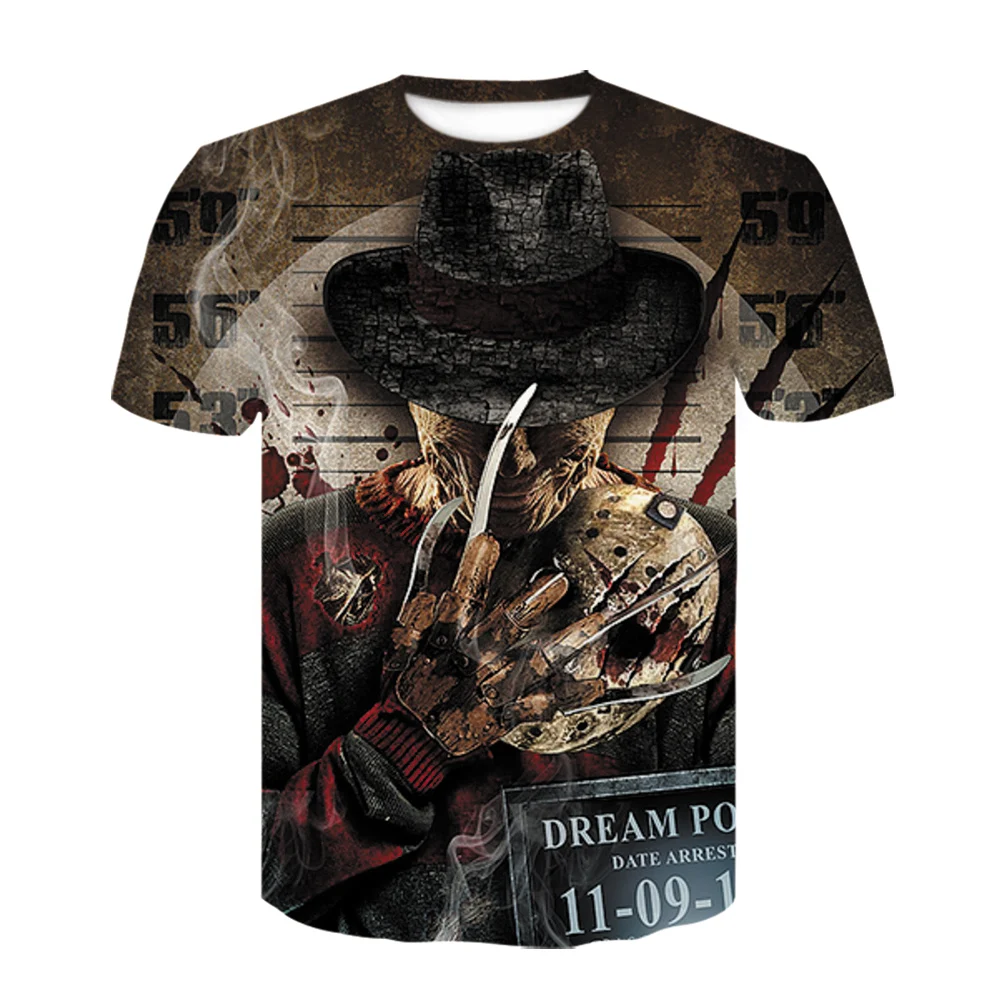 

Men's Summer 3D Printing T-shirt Horror Movie T-shirt Fashion Casual Tops Round Neck Breathable Fitness Men's Short Sleeve
