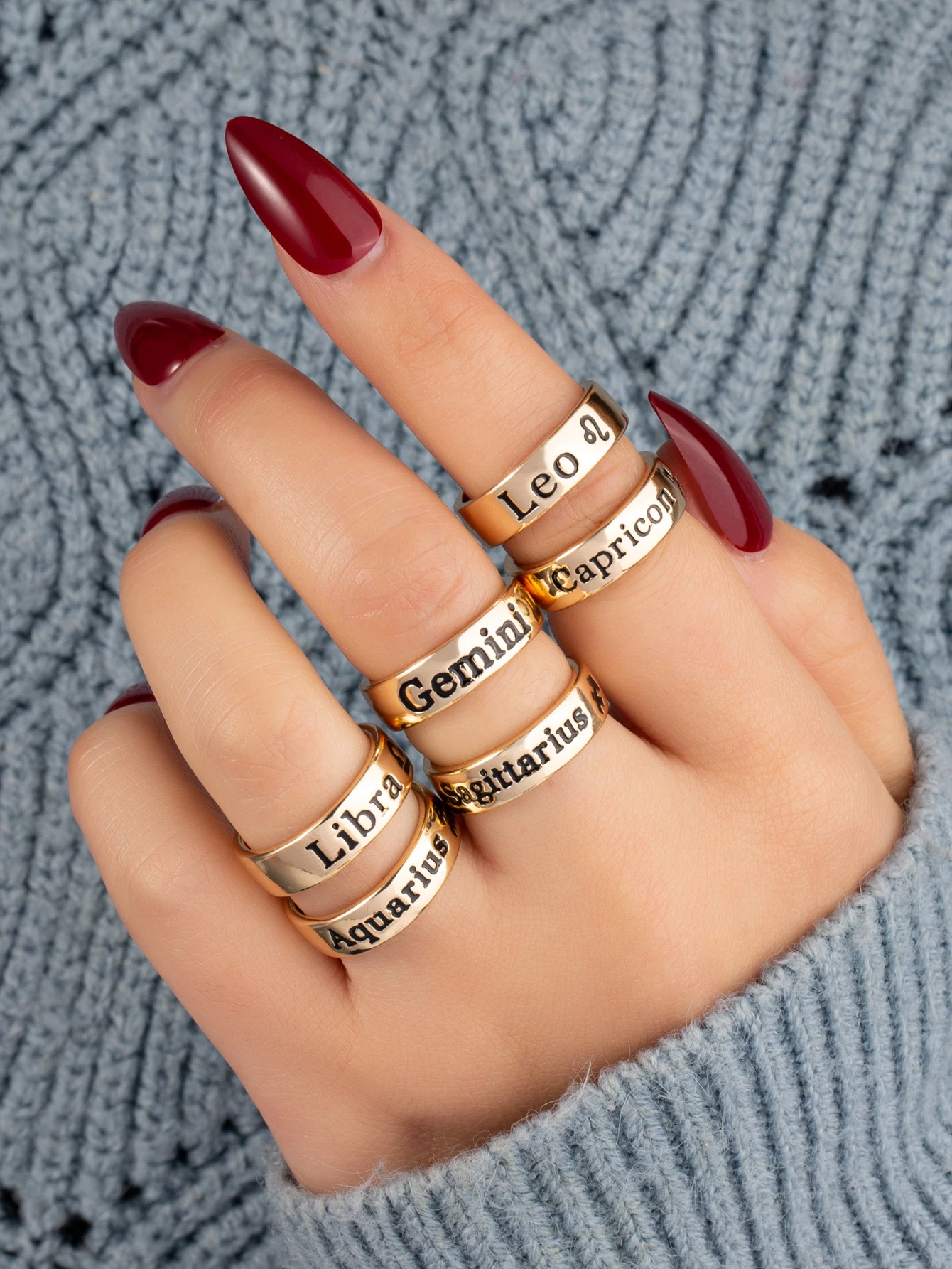 

Constellation Ring for women Taurus Scorpio rings Winter Fashion Jewelry index finger Ring letter rings couple rings gifts