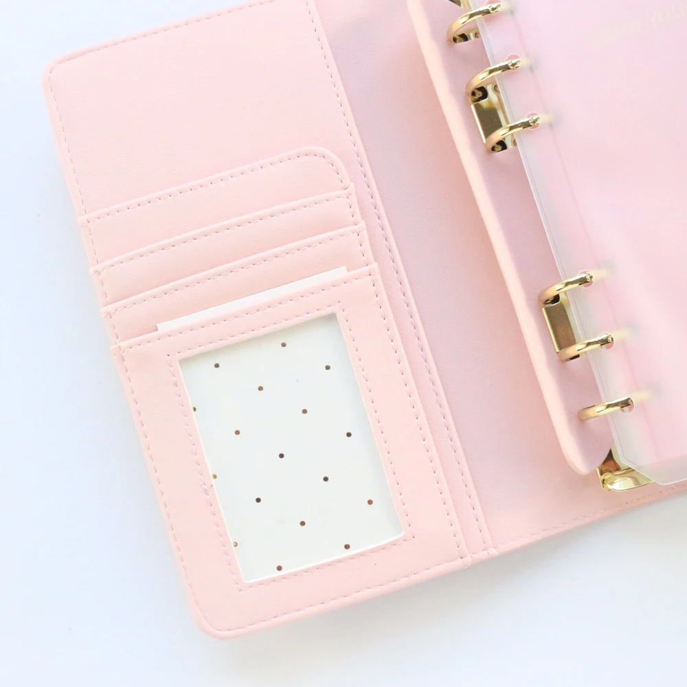 Domikee милый блокнот из тонкой кожи 6 колец спиральный Офисная школьная папка