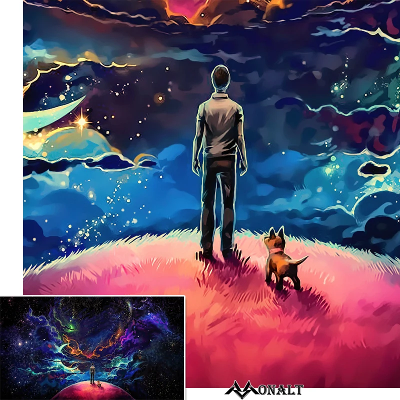 Абстрактная живопись на холсте Постер звездного неба художественный декор для