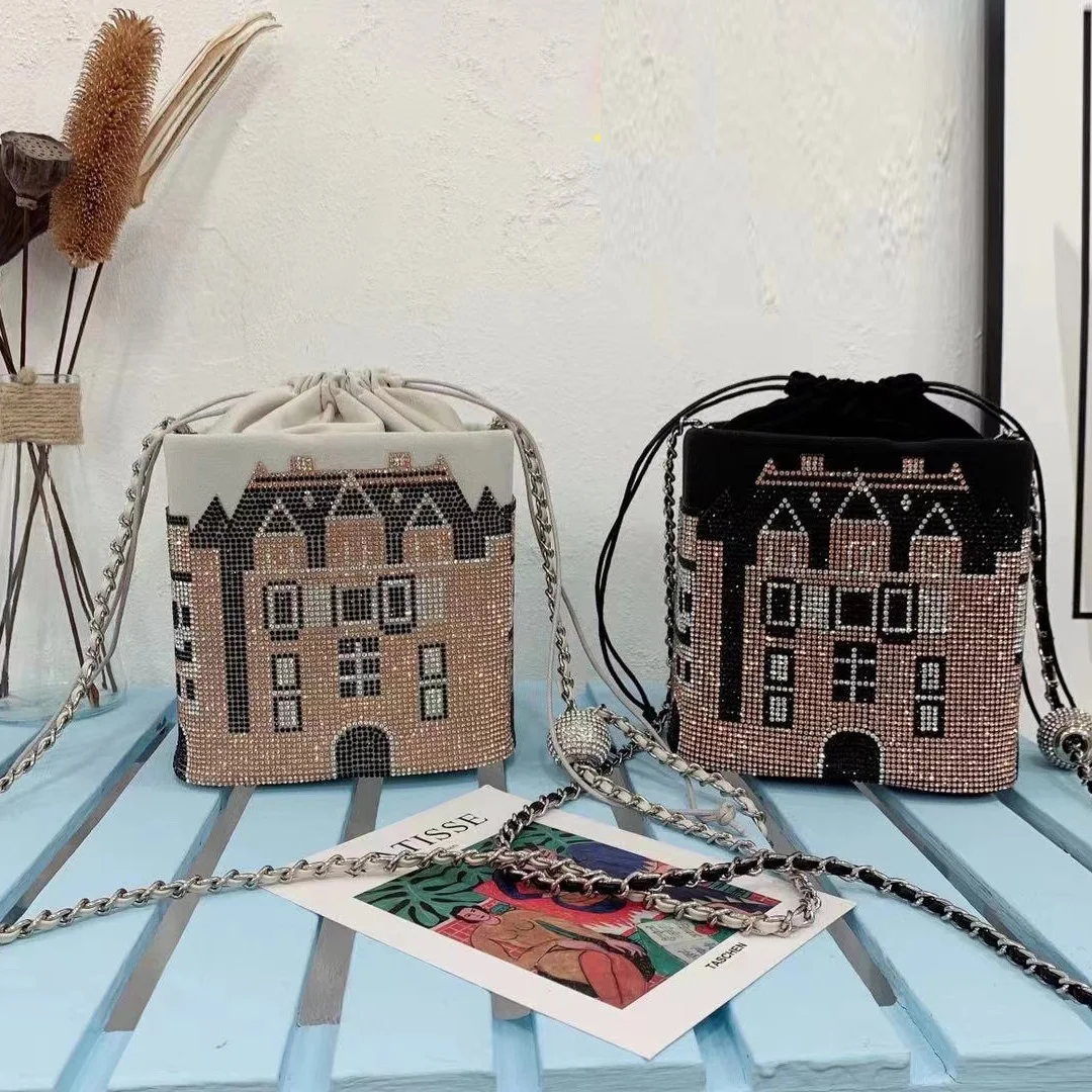 

Роскошные дамские сумочки с имитацией алмазного замка для женщин, трендовые дизайнерские сумки с кристаллами в коробке, сумка через плечо, ...