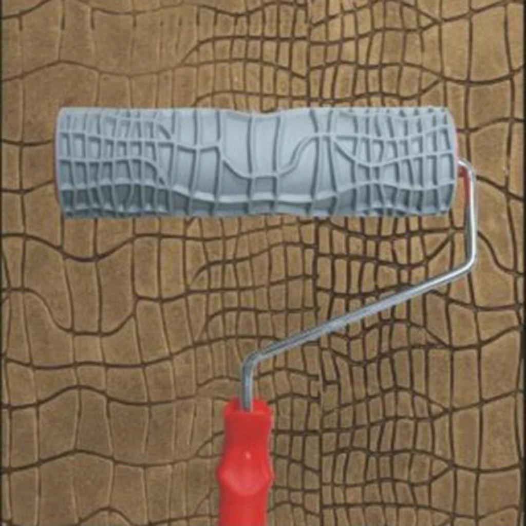 Резиновый ролик для накатки стен с ручкой и деревянным узором | Обустройство дома