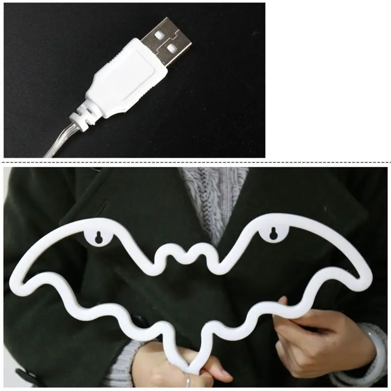 

Bat Shaped LED Light Creative Wall Hanging Ornaments Night Lamp USB Battery Case Dual Purpose Home Decoration Light