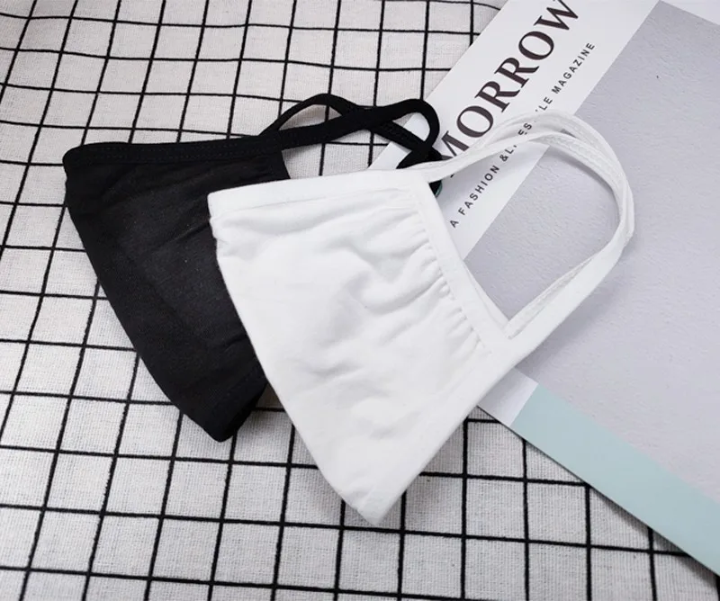 

mask unisex one size cotton black and white solid color double layer sunscreen breathable cold protection windproof face mask