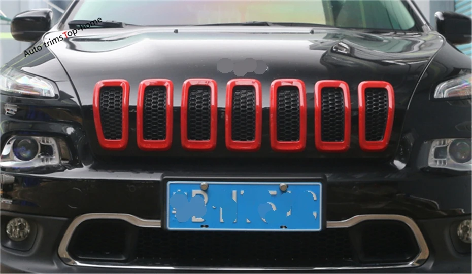 Yimaautotrims Передняя решетка гриль рамка Крышка отделка 7 шт. подходит для Jeep Cherokee ABS красочно внешний