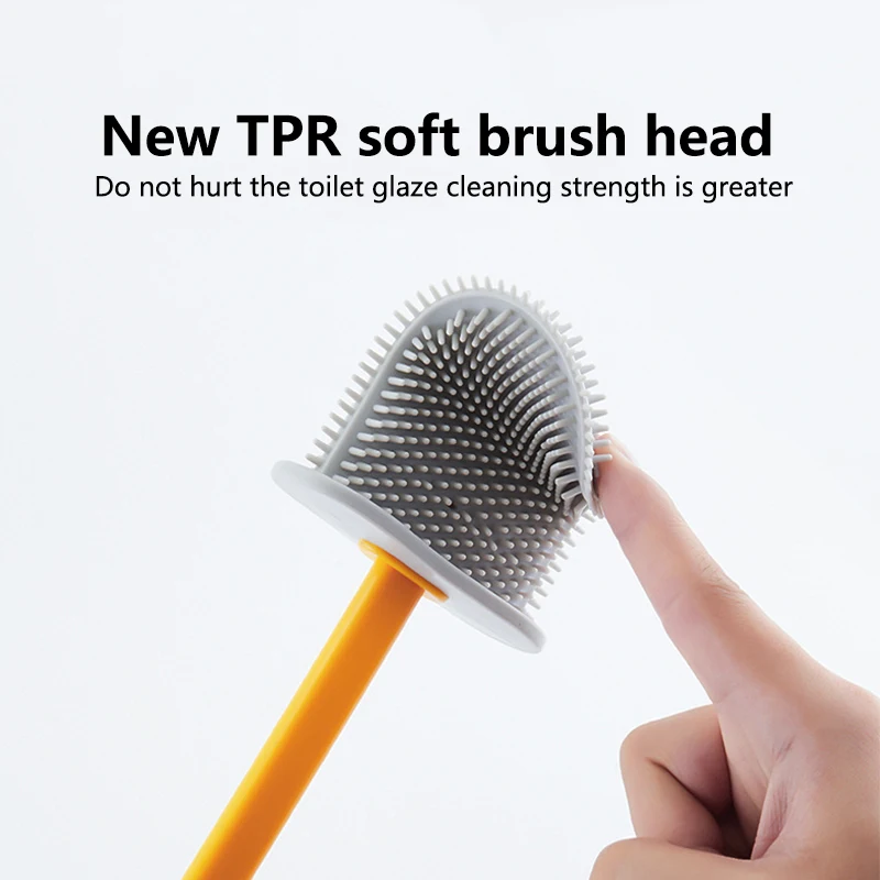 

Toilet Silicone Brush For Bathroom Cleaning With Holder Soft Flat WC Cleaning Brushes Standing Wall-Mounted Bathroom Brush