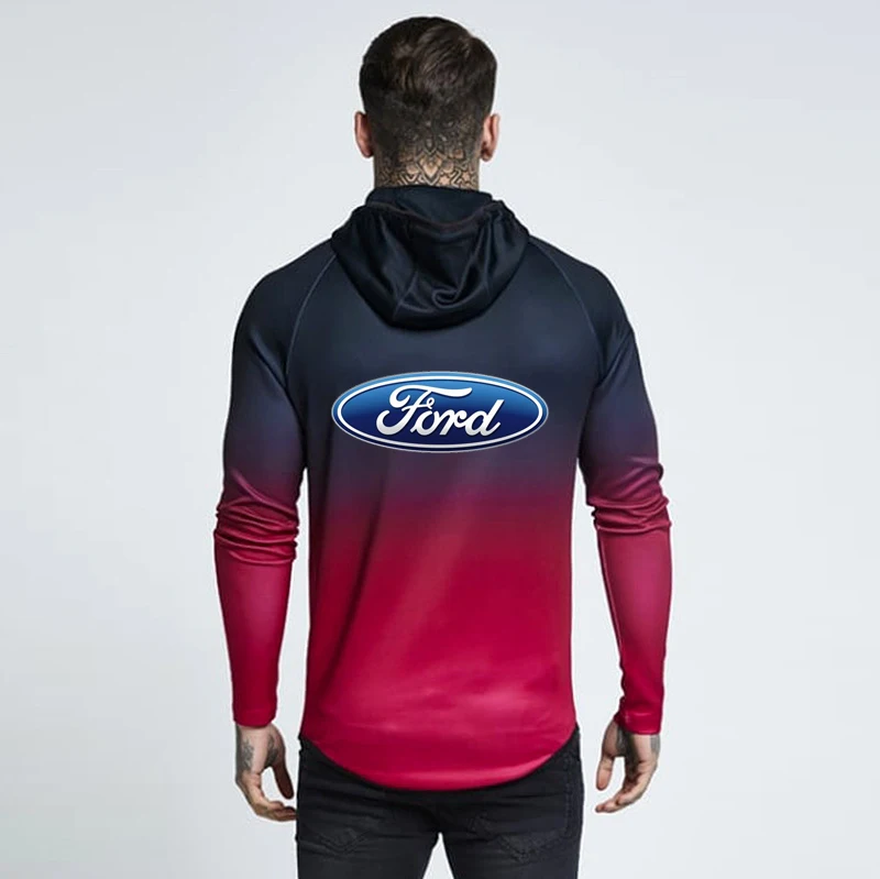 Весенне-осенняя куртка на молнии худи с логотипом ford одежда градиентом флисовая