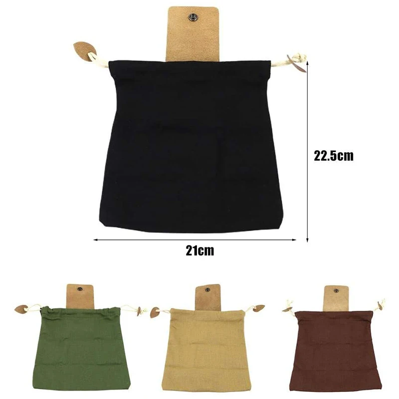

Collapsible Canvas Foraging Pouch, Fruit Picking Waist Hanging Storage Bag with Leather Cover Drawstring Storage Bag
