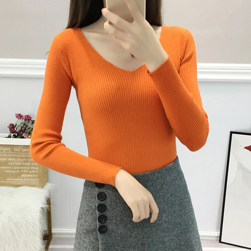 Женский трикотажный свитер JMPRS повседневный базовый пуловер с V-образным вырезом