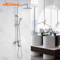 accoona stainless steel shower faucet rainfall shower head with hand wall mounted shower bathtub spout shower mixer set a83205
