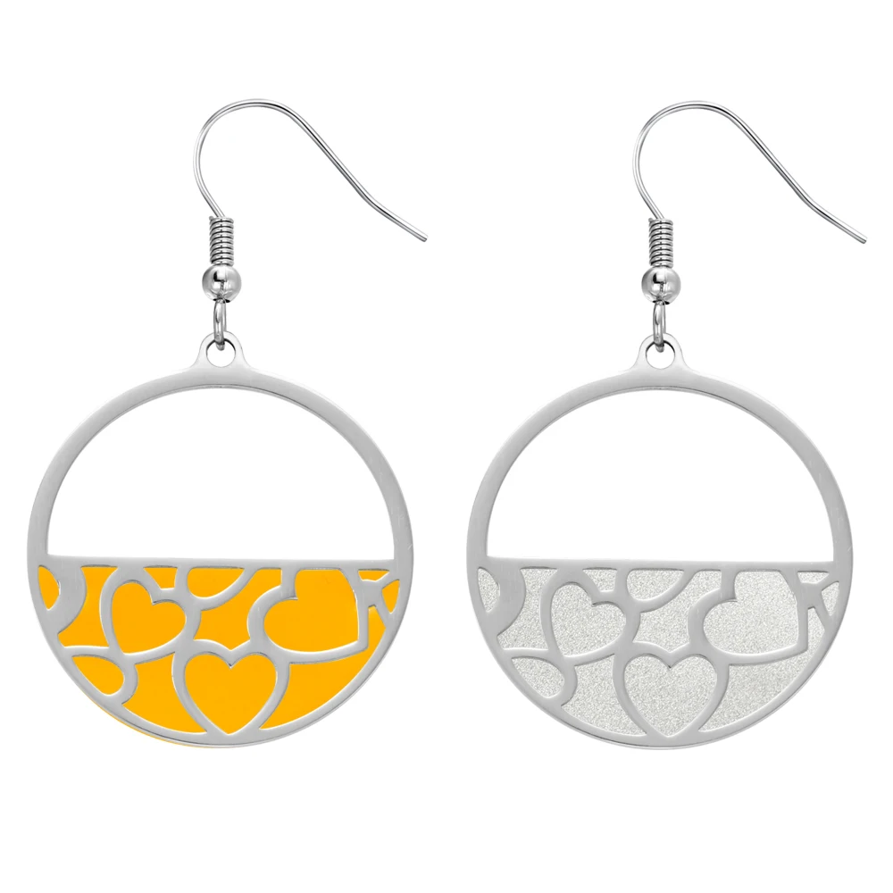 yellow and silver Legenstar, трендовые, Букле д 'Орель, femme,, сменные, кожаные серьги, нержавеющая сталь, сердце, висячие серьги для женщин - Окраска металла: yellow and silver