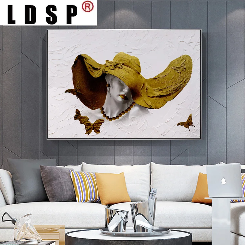 Живопись на холсте LDSP абстрактная женская шляпа плакат искусства на стену для гостиной, дивана, статуэтки, плакаты и печати для домашнего декора.