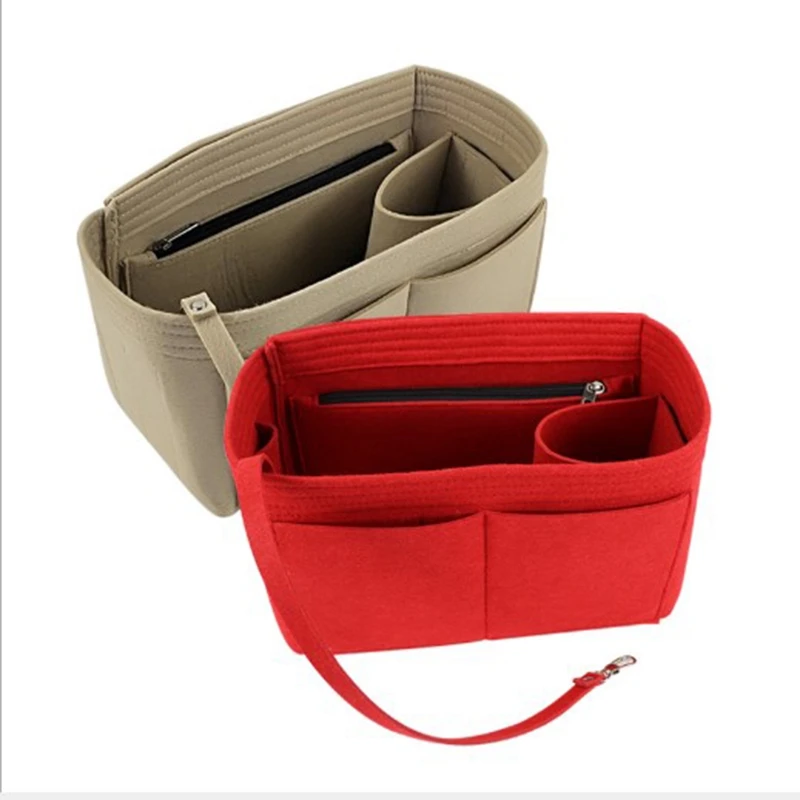 Purse Organizer Insert Makeup Handbag Felt Bag with Zipper &amp Tote Shaper Fit Cosmetic Bags Never Full | Багаж и сумки
