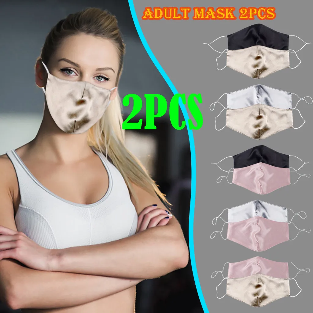 

2pcs Adult Mask Women Summer Silk Masks Ultrathin Double-deck Sunscreen Mask Washable Reusable Mouth Cover Mascarilla Among Us