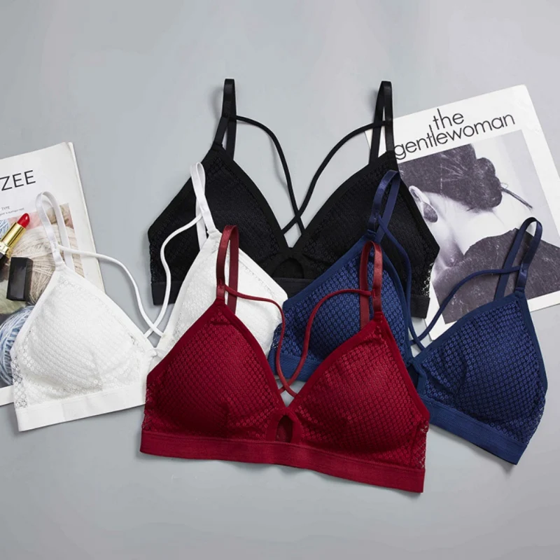 Сексуальные кружевные женские летние полые топы красивый бюстгальтер на спине