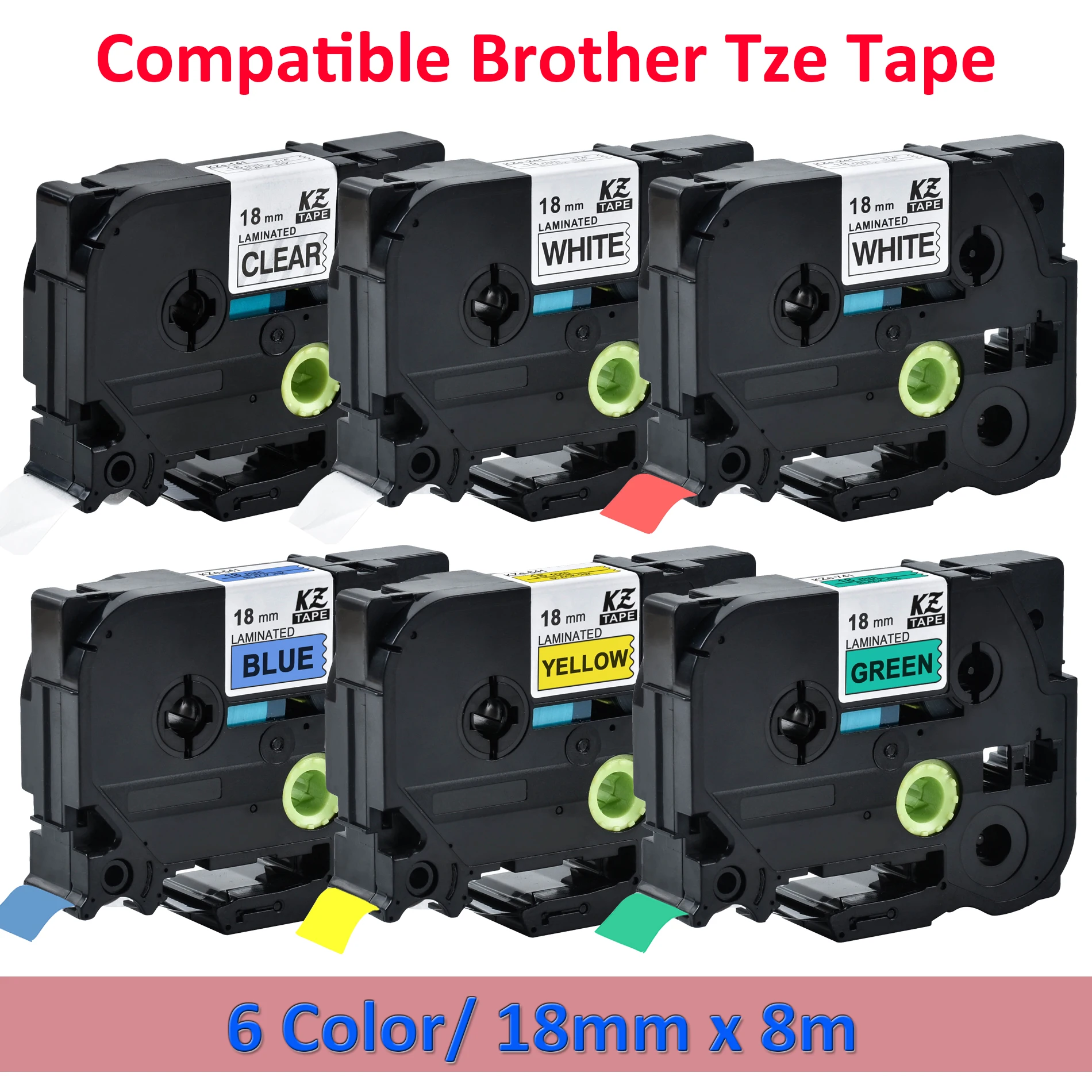 CIDY 6 шт 18 мм tze 241 совместимая с Brother P touch ламинированная Этикетка ленты TZe 141 441 541 641