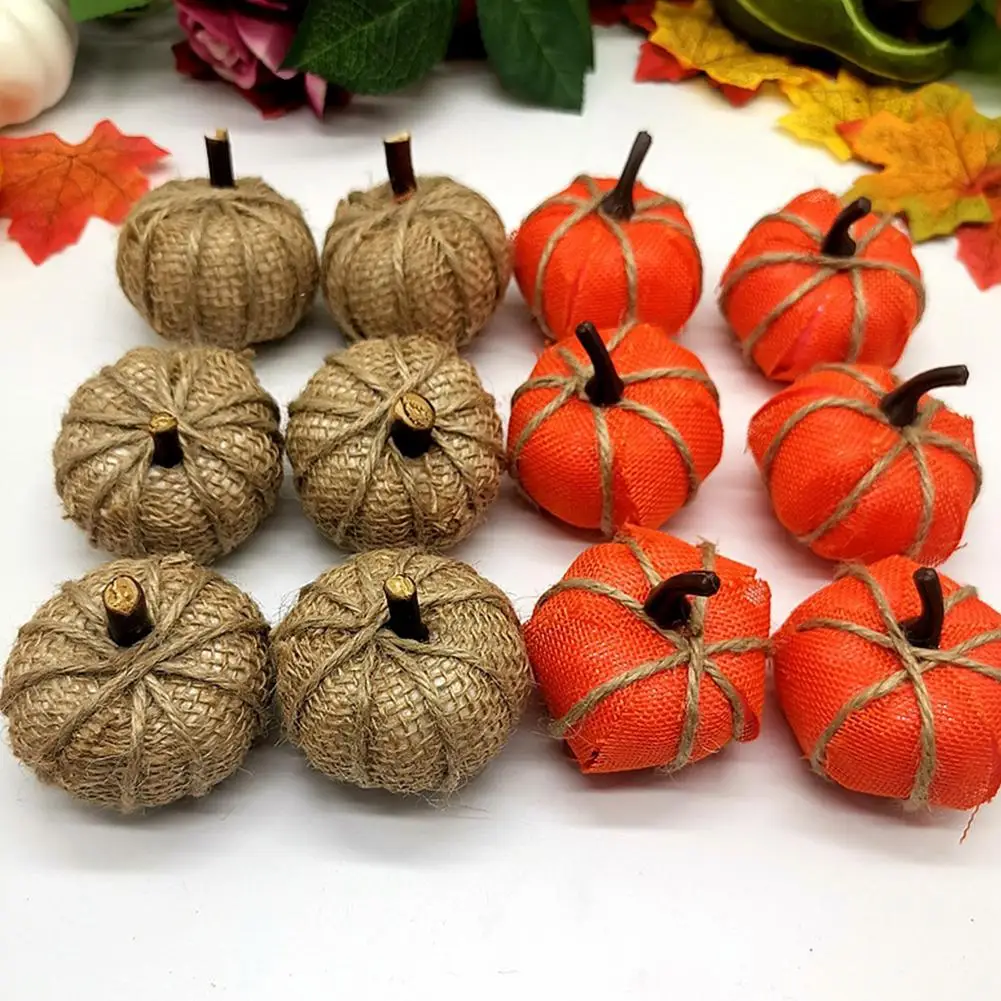 

Искусственные тыквы 12 шт., орнамент в ассортименте, льняные тыквы для украшения свадебного стола