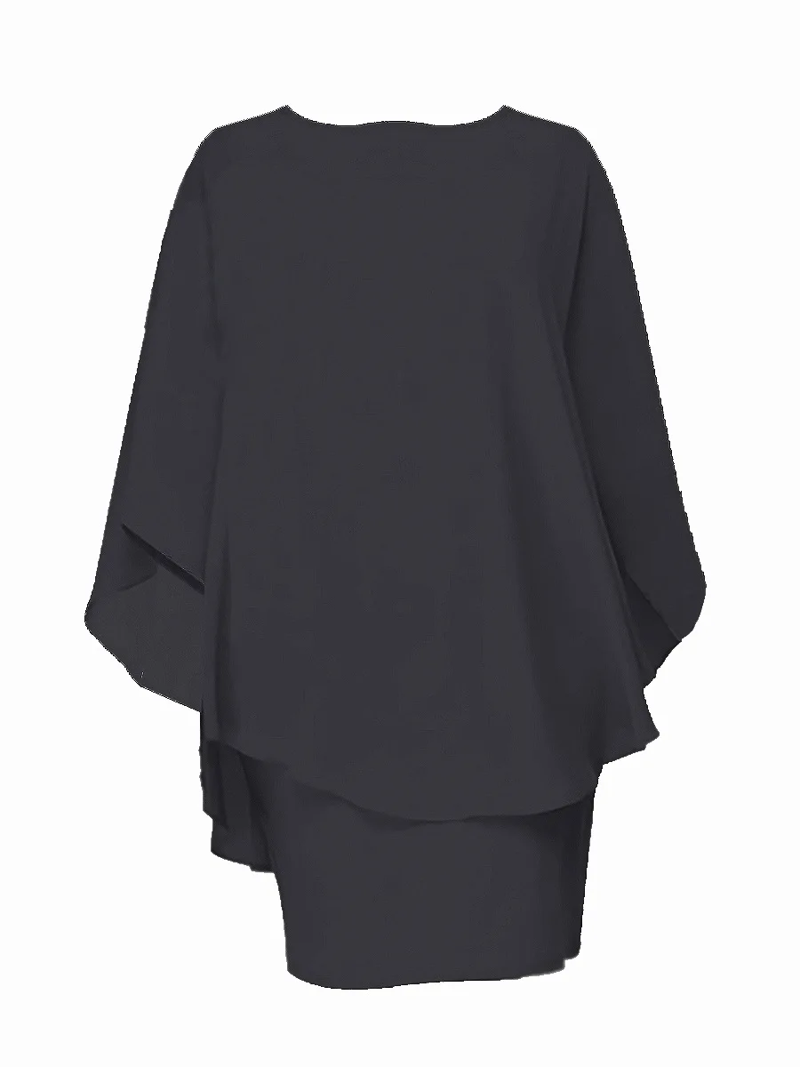 

Hot Selling European And American-Style Plus-sized Women's Clothing Cover Meat Dress Fake Two-Piece Blouse Chiffon Skirt