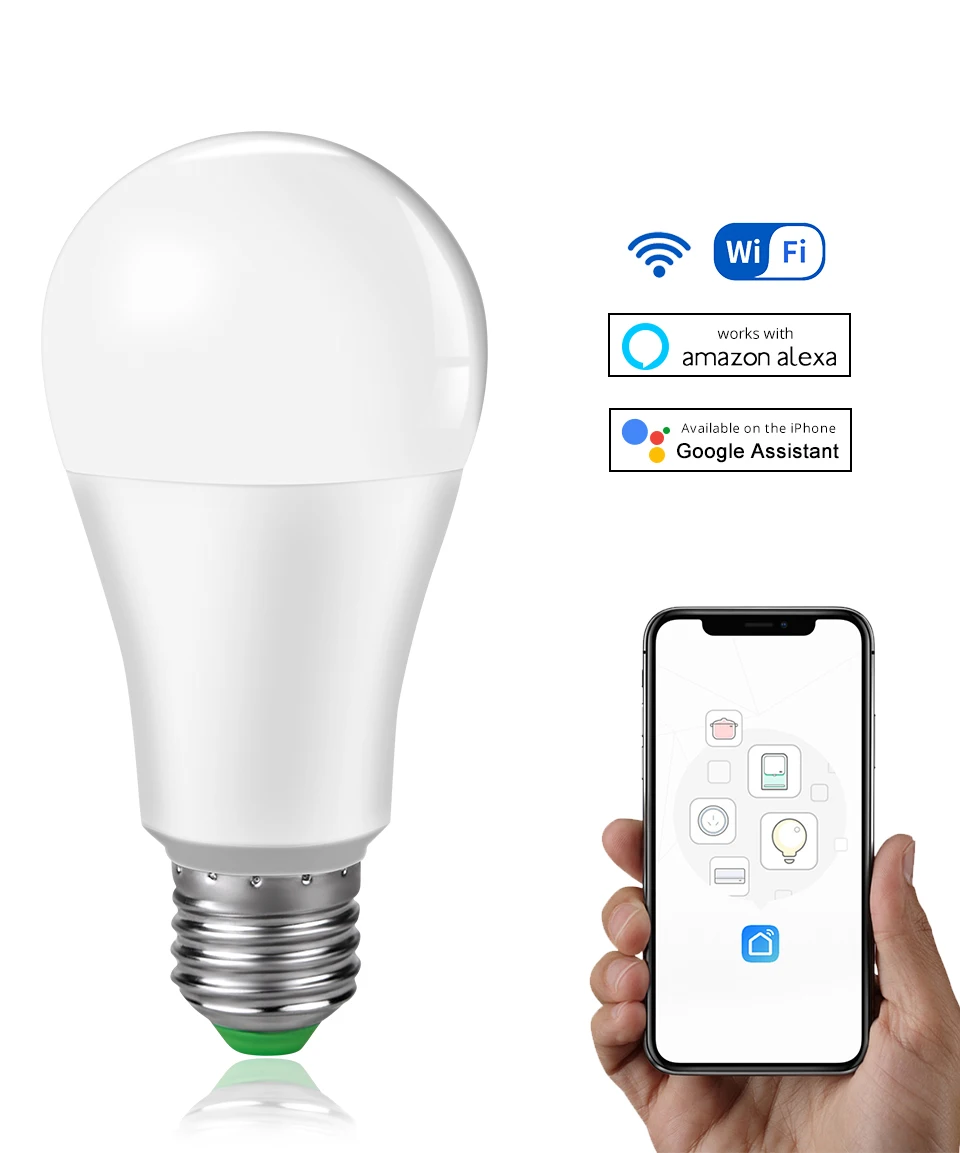 15W WiFi умный светильник лампочки с ампулой LED E27 B22 85 265V затемнения синхронизации