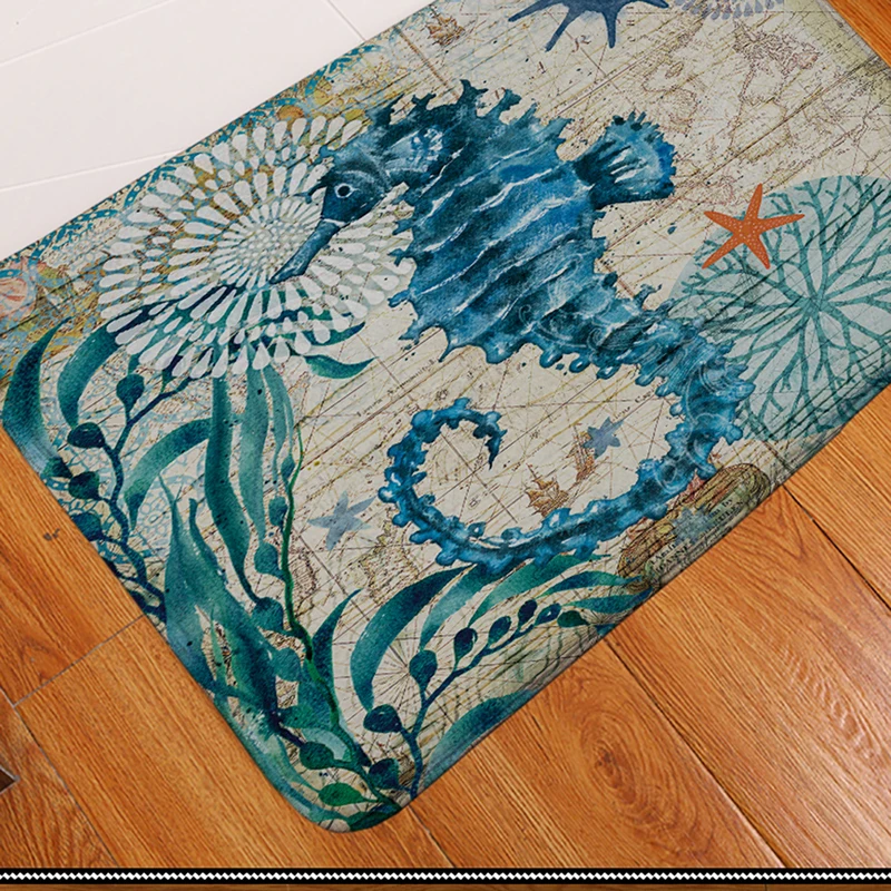 Коврик для двери в морском стиле напольный ковер гостиной коралловый флисовый с