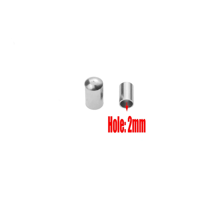 hole 2mm 30 шт. Нержавеющая сталь золотым шнуром с торцевыми крышками подходит 2/3/4/5 мм кожаные веревки "сделай сам" для изготовления ювелирных изделий, аксессуары для крепления поток обжимной вывод - Цвет: hole 2mm