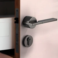 1set zinc alloy door lever set european american modern wood interior door lock split handle knob for 35 50mm door gf60