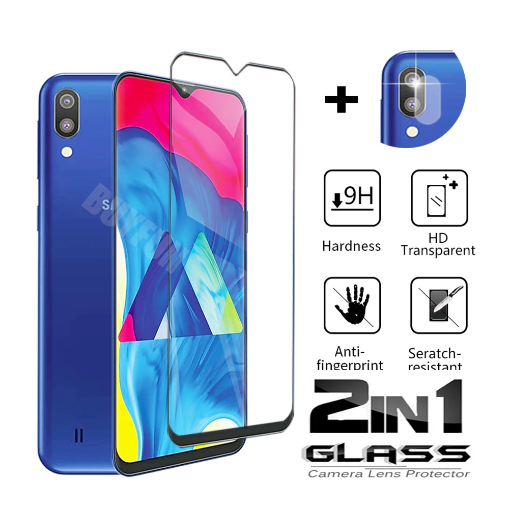 2в1 закаленное стекло для Samsung Galaxy M01 M10 M11 M20 M21 Защита экрана M30 M30s M31s M31 M51 защитное