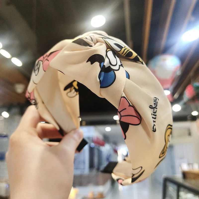 Новинка широкая повязка на голову с Микки Маусом шелковая Женская для волос