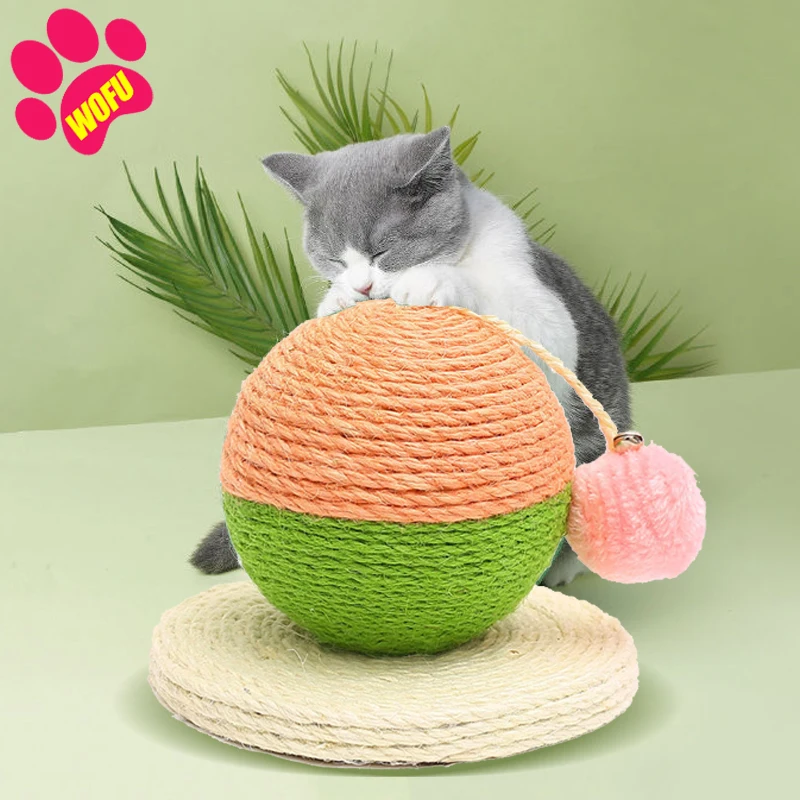 WOFUWOFU тканые сизальные кошачьи царапины мячи с деревянной основой игрушки для