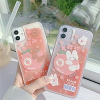 retro kawaii sweet peach bear glitter art japanese phone case for iphone 11 12 pro max xs max xr xs 8 plus 7plus case cute cover