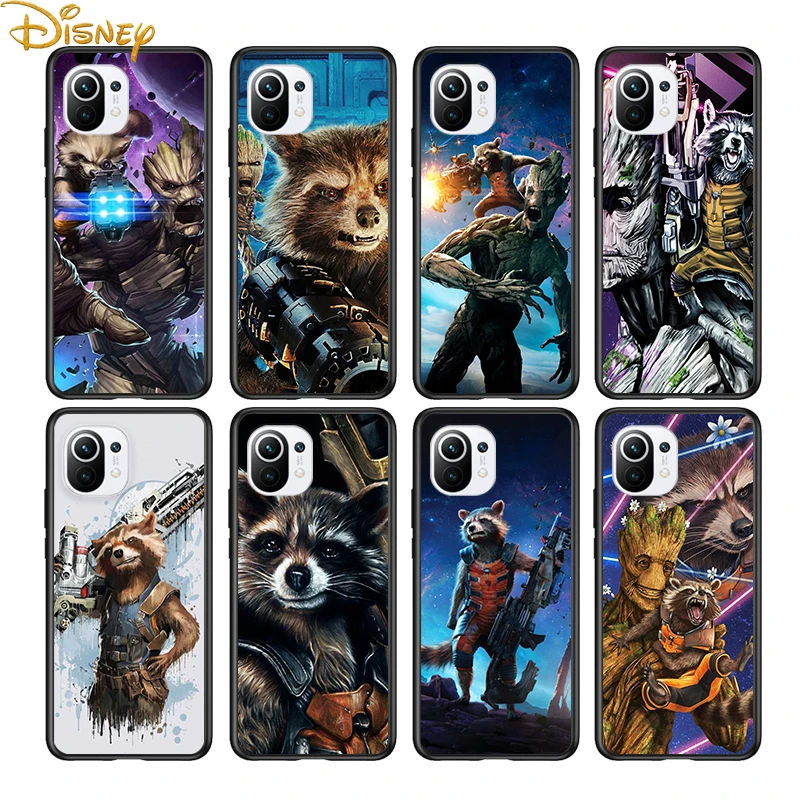 

Rocket Raccoon for Xiaomi Mi 11 10T Note 10 Ultra 5G 9 9T SE 8 A3 A2 A1 6X Pro Play F1 Lite 5G Black Phone Case