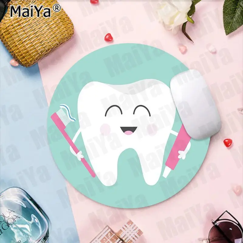MaiYa милые игровые коврики с белыми зубчиками на заказ Круглый игровой коврик для