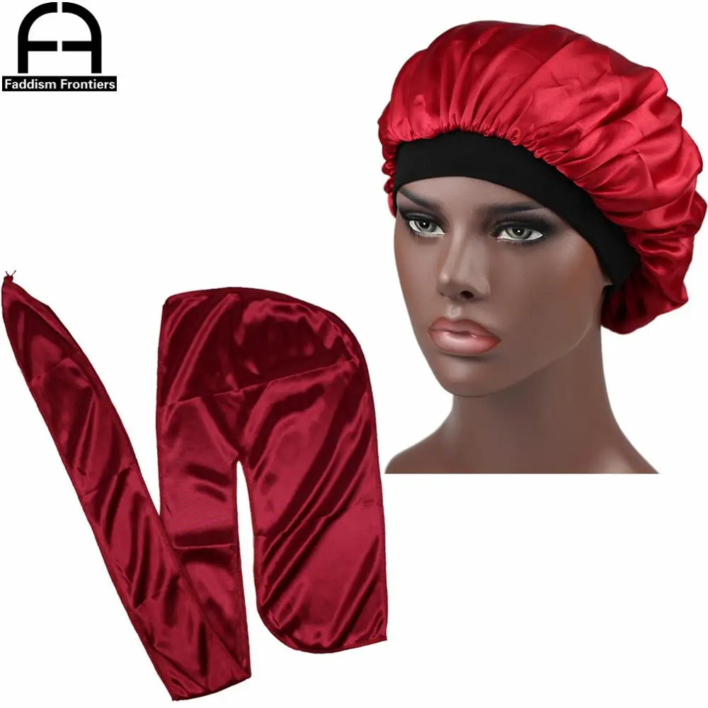 Шелковая Атласная шапочка Durag для мужчин и женщин банданы с шелковистой