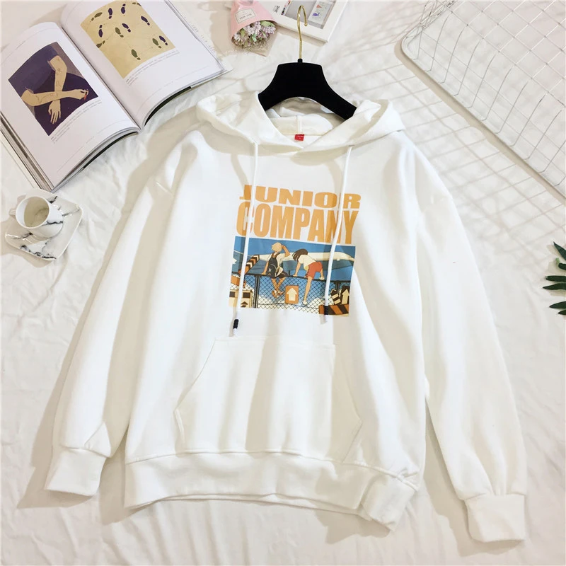 Streetwear Hoodie Pullovers Sweatshirt Hooded Sping & Autumn Casual Women Sweetshirts Sudaderas Printed Dropshipping Pull Loose
